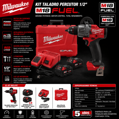 KIT DE TALADRO PERCUTOR 1/2