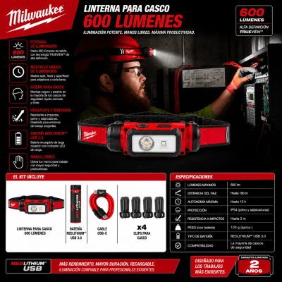 LINTERNA PARA CASCO RECARGABLE