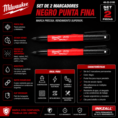 SET DE 2 MARCADORES NEGROS PUNTA FINA1
