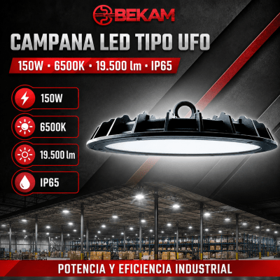 CAMPANA LED LUZ FRÍA TIPO UFO 100W 19500LM IP651