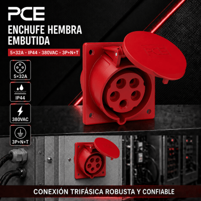 ENCHUFE INDUSTRIAL HEMBRA EMBUTIDA 5X32A IP44 380VAC