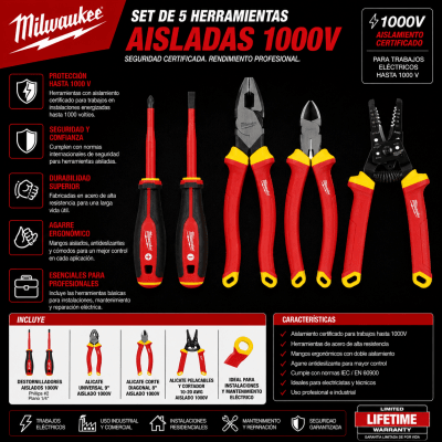 SET DE 5 HERRAMIENTAS AISLADAS 1000V