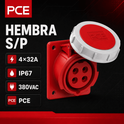 ENCHUFE INDUSTRIAL HEMBRA SOBREPUESTA 4X32A IP67 380VAC