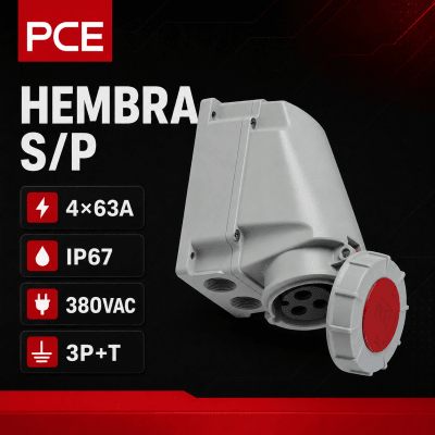 ENCHUFE INDUSTRIAL HEMBRA SOBREPUESTA 4X63A IP67 380VAC