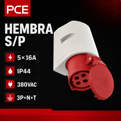ENCHUFE INDUSTRIAL HEMBRA SOBREPUESTA 5X16A IP44 380VAC