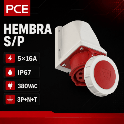 ENCHUFE INDUSTRIAL HEMBRA SOBREPUESTA 5X16A IP67 380VAC