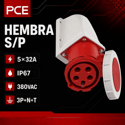 ENCHUFE INDUSTRIAL HEMBRA SOBREPUESTA 5X32A IP67 380VAC