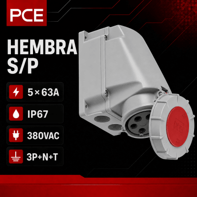 ENCHUFE INDUSTRIAL HEMBRA SOBREPUESTA 5X63A IP67 380VAC