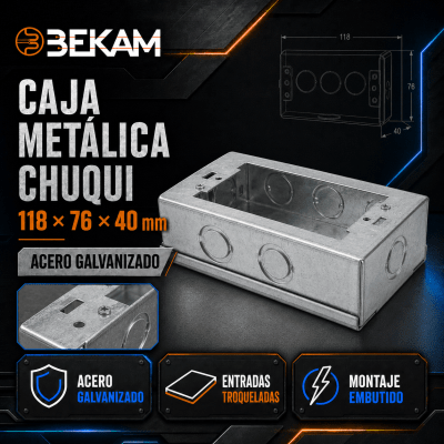 CAJA METALICA CHUQUI GALVANIZADA 118X76X40MM