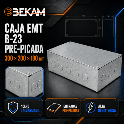 CAJA METALICA 300X200X100MM ZINCADA B23