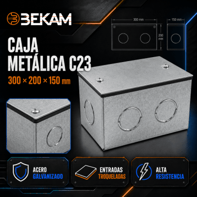 CAJA METALICA 300X200X150MM LISA GALVANIZADA