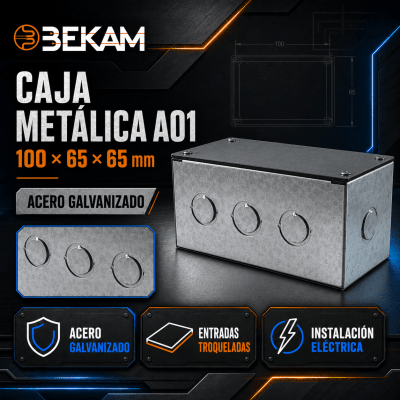 CAJA METALICA A11 LISA GALVANIZADA 100X65X65MM