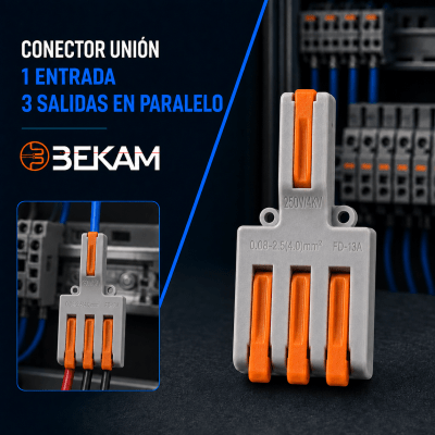 CONECTOR UNION 1 ENTRADA 3 SALIDAS EN PARALELO