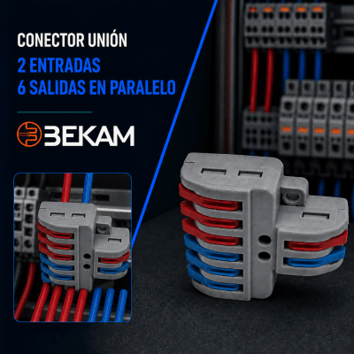 CONECTOR UNION 2 ENTRADAS 6 SALIDAS EN PARALELO