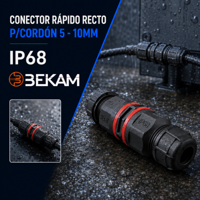 CONECTOR RAPIDO RECTO P/CORDON 5 - 10MM IP68