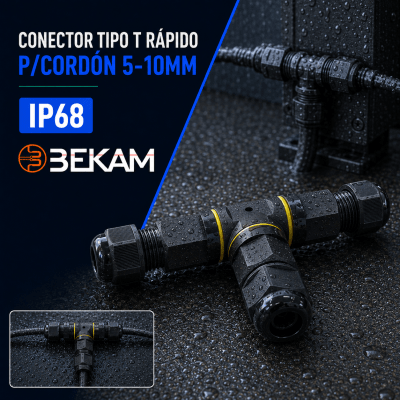 CONECTOR RAPIDO TIPO T P/CORDON 5-10MM IP68