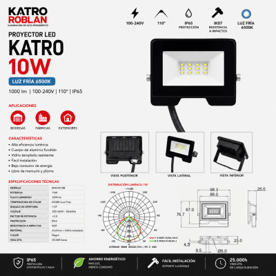 PROYECTOR LED KATRO 10W IP65