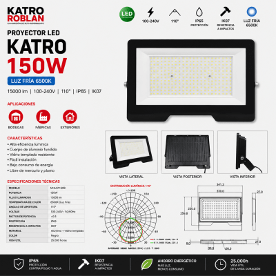 PROYECTOR LED KATRO 150W IP65