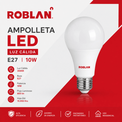 AMPOLLETA LED LUZ CALIDA E27 10W