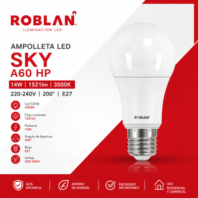 AMPOLLETA LED CALIDA 14W E27 220-240V