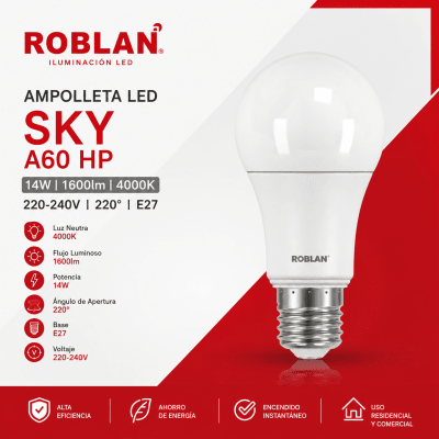 AMPOLLETA LED LUZ NEUTRA 14W E27 220-240