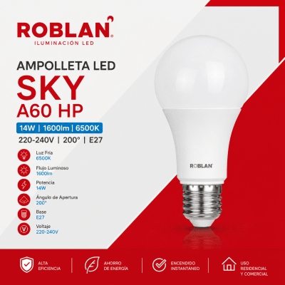 AMPOLLETA LED DE LUZ FRIA 14W E27 220-240V