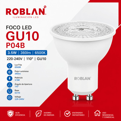 FOCO LED LUZ FRIA 3.5W GU10 220-240V