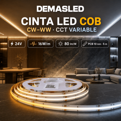 CINTA LED COB LUZ DIMEABLE 16W 24V IP201
