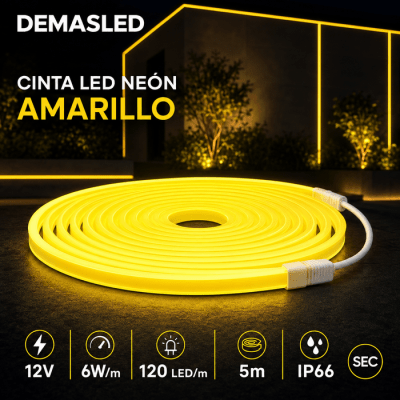 CINTA LED NEÓN AMARILLO SMD IP66 6W 12V