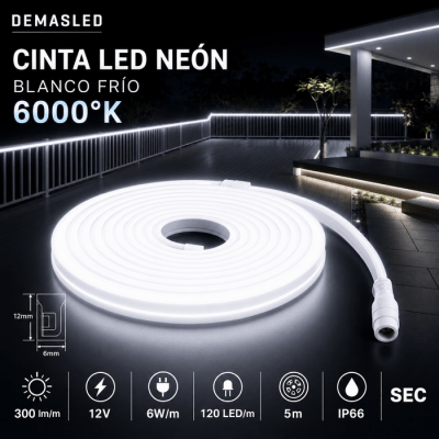 CINTA LED NEÓN FRIA SMD 12V 6W IP66