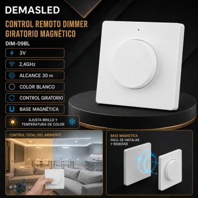 CONTROLADOR REMOTO DIMMER GIRATORIO MAGNÉTICO 3V 2,4GHZ BLANCO