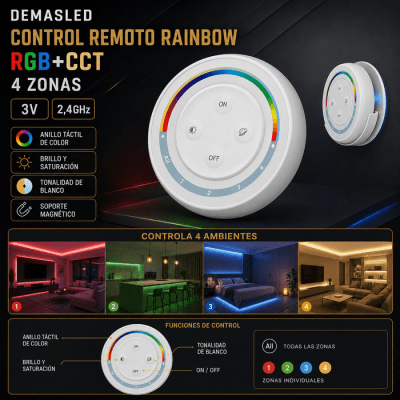 CONTROL  REMOTO RAINBOW DE 4 ZONAS 3V 2,4GHZ1