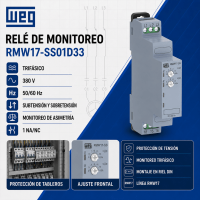 RELE DE MONITOREO BAJA Y SOBRETENSION TRIFÁSICO 380V
