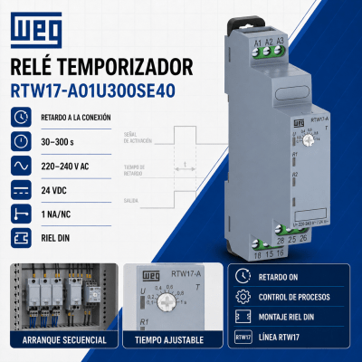 RELE TEMPORIZADO ON DELAY 30 - 300S 220/240VAC