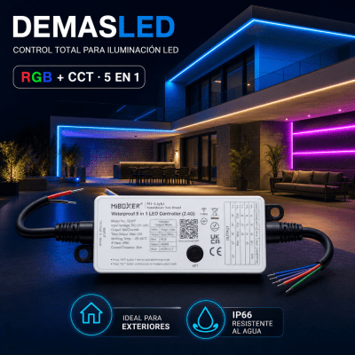 CONTROLADOR LED 5 EN 1 RGB+CCT 2.4GHZ 12A 12-24V