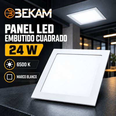FOCO LED CUADRADO BLANCO EMBUTIDO 24W LUZ FRIA