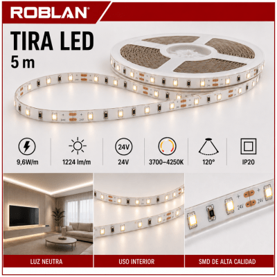 CINTA LED ZA LUZ 3700-4250K 9.6W 24V IP20