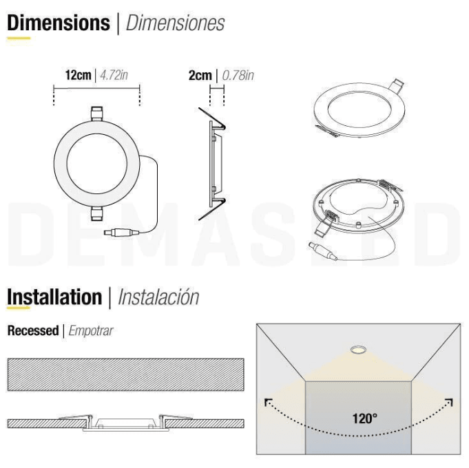 PANEL LED 6W EMBUTIDO REDONDO LUZ FRIA MARCO BLANCO2