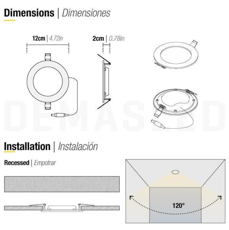 PANEL LED 6W EMBUTIDO REDONDO LUZ NEUTRA MARCO BLANCO2