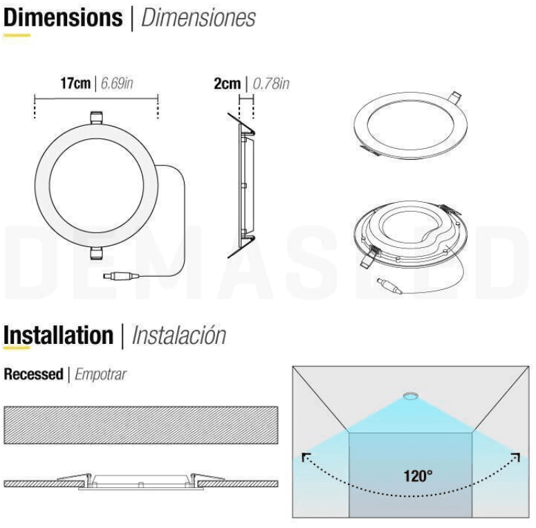 PANEL LED 12W EMBUTIDO REDONDO LUZ FRIA MARCO BLANCO2