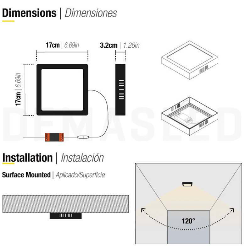 PANEL LED 12W SOBREPUESTO CUADRADO LUZ FRIA MARCO NEGRO2