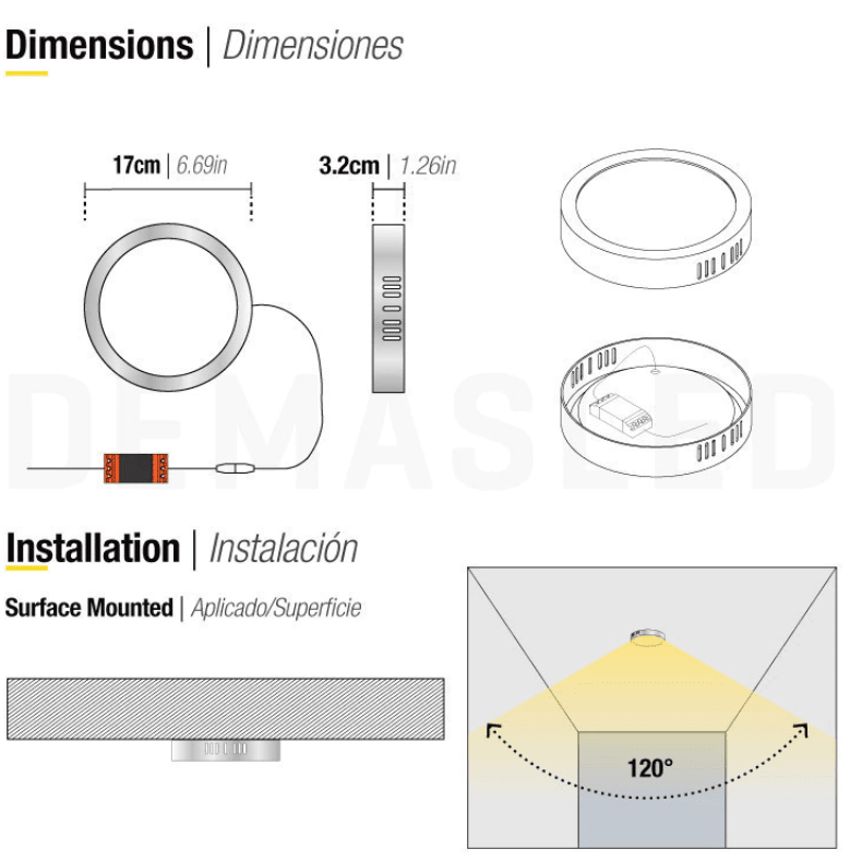 PANEL LED 12W SOBREPUESTO REDONDO LUZ CALIDA MARCO NIQUEL2