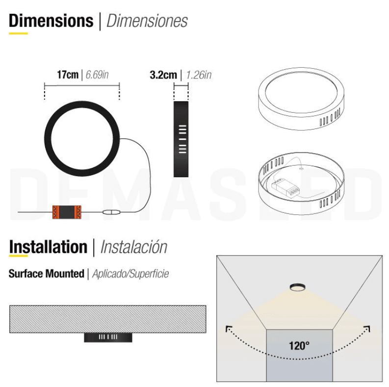 PANEL LED 12W SOBREPUESTO REDONDO LUZ NEUTRA MARCO NEGRO2