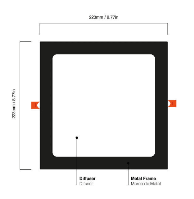 PANEL LED 18W EMBUTIDO CUADRADO LUZ NEUTRA MARCO NEGRO 0
