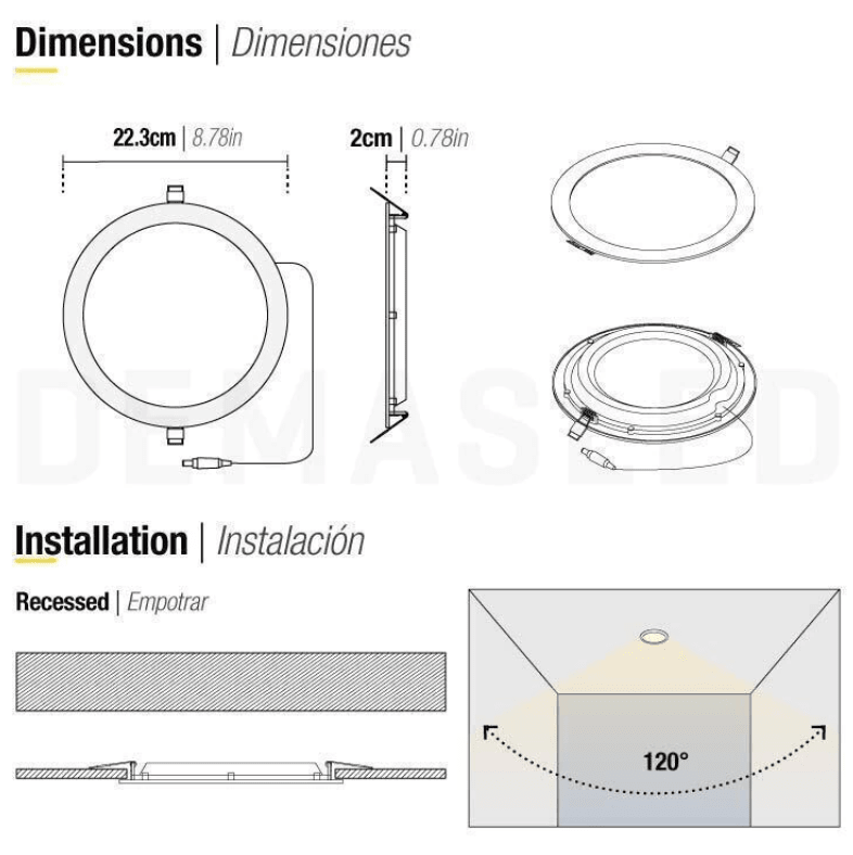 PANEL LED 18W EMBUTIDO REDONDO LUZ NEUTRA MARCO BLANCO2