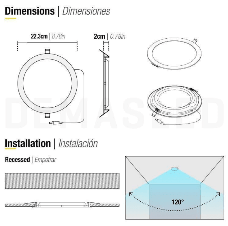 PANEL LED 18W EMBUTIDO REDONDO LUZ FRIA MARCO BLANCO2