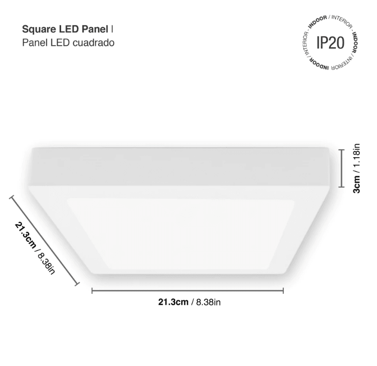 PANEL LED 18W SOBREPUESTO CUADRADO LUZ FRIA MARCO BLANCO2