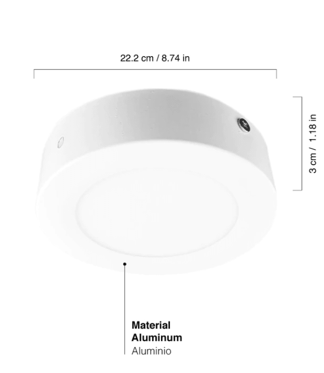 PANEL LED 18W SOBREPUESTO REDONDO LUZ CALIDA MARCO BLANCO2