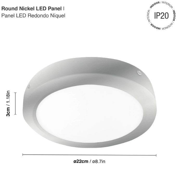 PANEL LED 18W SOBREPUESTO REDONDO LUZ CALIDA MARCO NIQUEL2