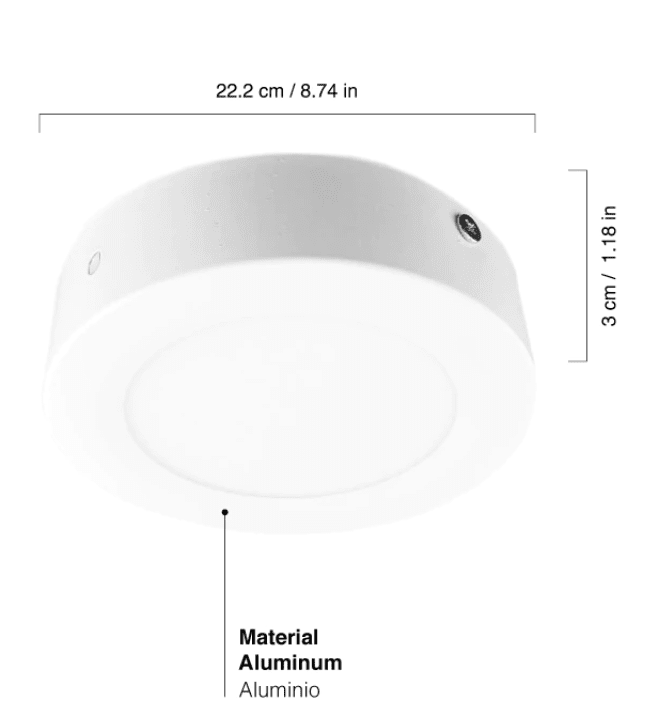 PANEL LED 18W SOBREPUESTO REDONDO LUZ FRIA MARCO BLANCO2